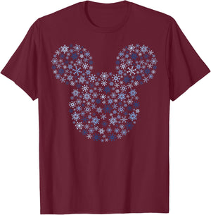 Disney Mickey Mouse Snowflake Fill T-Shirt - T-Shirt | Maroon