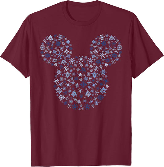 Disney Mickey Mouse Snowflake Fill T-Shirt - T-Shirt | Maroon