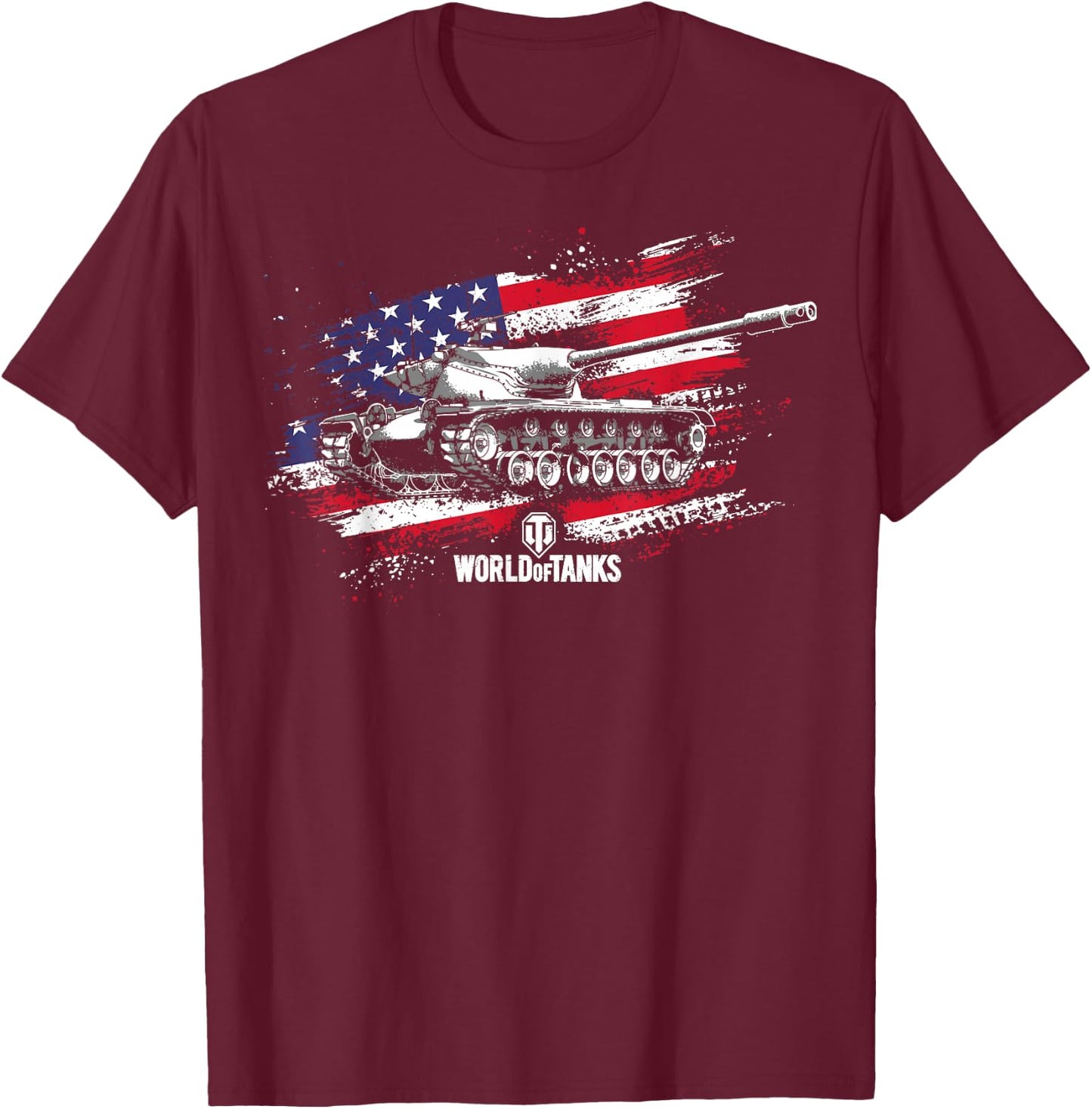 World of Tanks Red, White, and Blue...and a T57 Heavy Tank! T-Shirt - T-Shirt | Maroon
