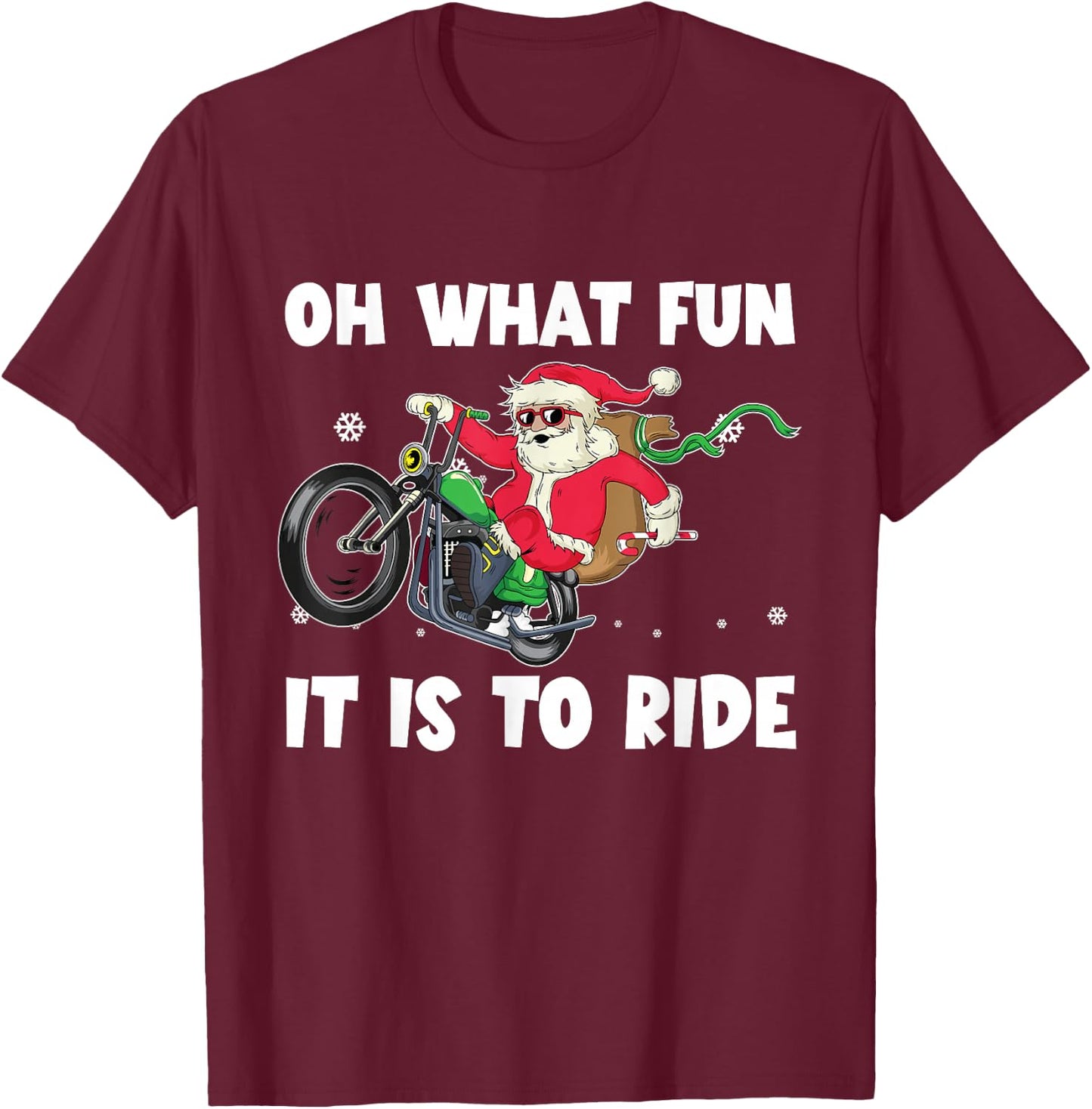 Christmas Biker Santa Motorcycle Christmas is coming T-Shirt - T-Shirt | Maroon