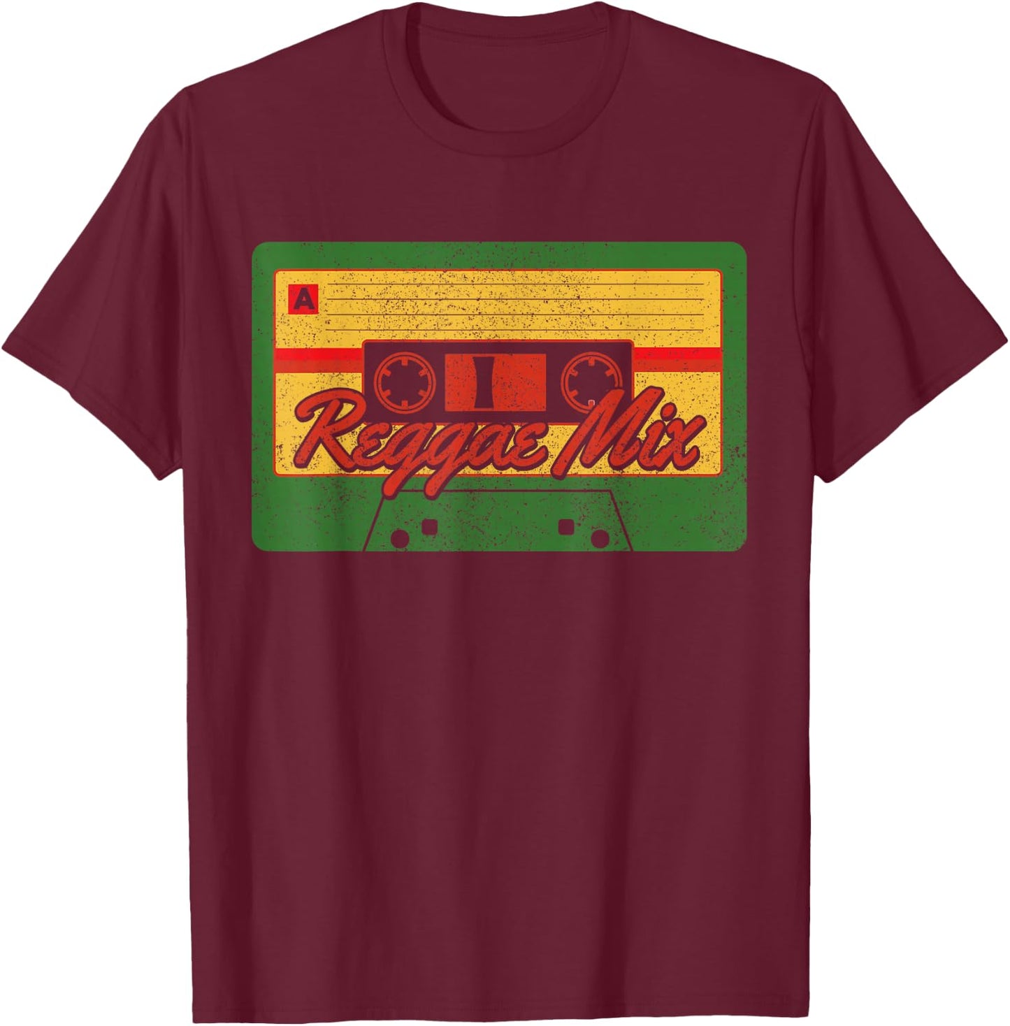 Reggae Mix Reggaeton Rastafari Rasta Retro Cassette T-Shirt - T-Shirt | Maroon