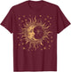 Vintage Festival Sonne Mond und Sterne, himmlisch, spirituell T-Shirt - T-Shirt | Maroon