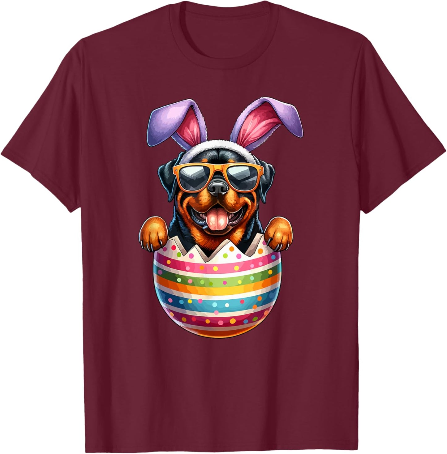 Cute Rottweiler Egg Happy Easter Day Dog Dad Dog Mom T-Shirt - T-Shirt | Maroon