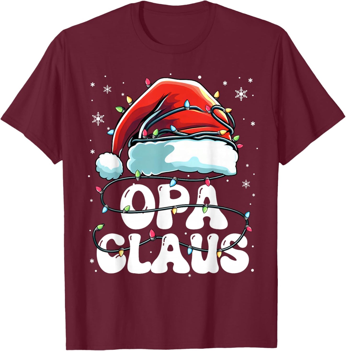 Groovy Opa Claus Christmas Lights Funny Family Xmas Pajama T-Shirt - T-Shirt | Maroon