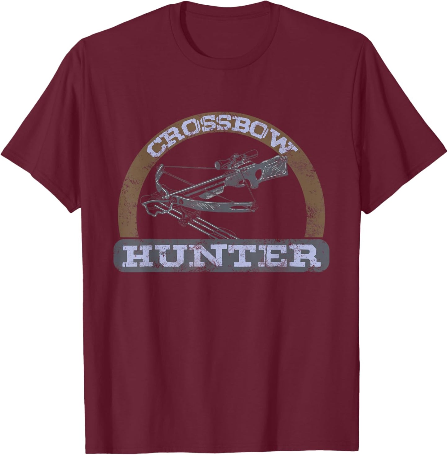 Crossbow Hunting Faded Distressed Retro Look Archery T-Shirt - T-Shirt | Maroon