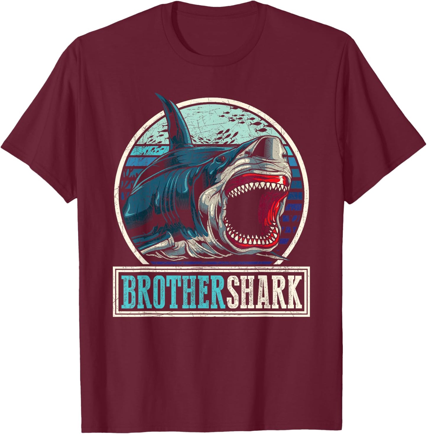 Retro Brother Aquarist Gift Animal Sea Monster Brother Shark T-Shirt - T-Shirt | Maroon