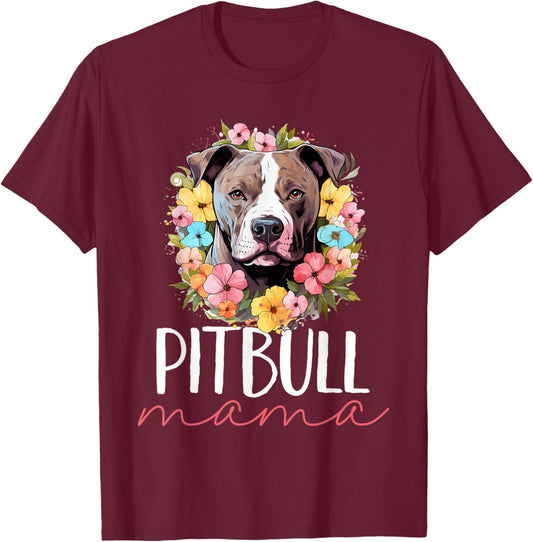 Pitbull Pittie - Pitbull Mama T-Shirt - T-Shirt | Maroon
