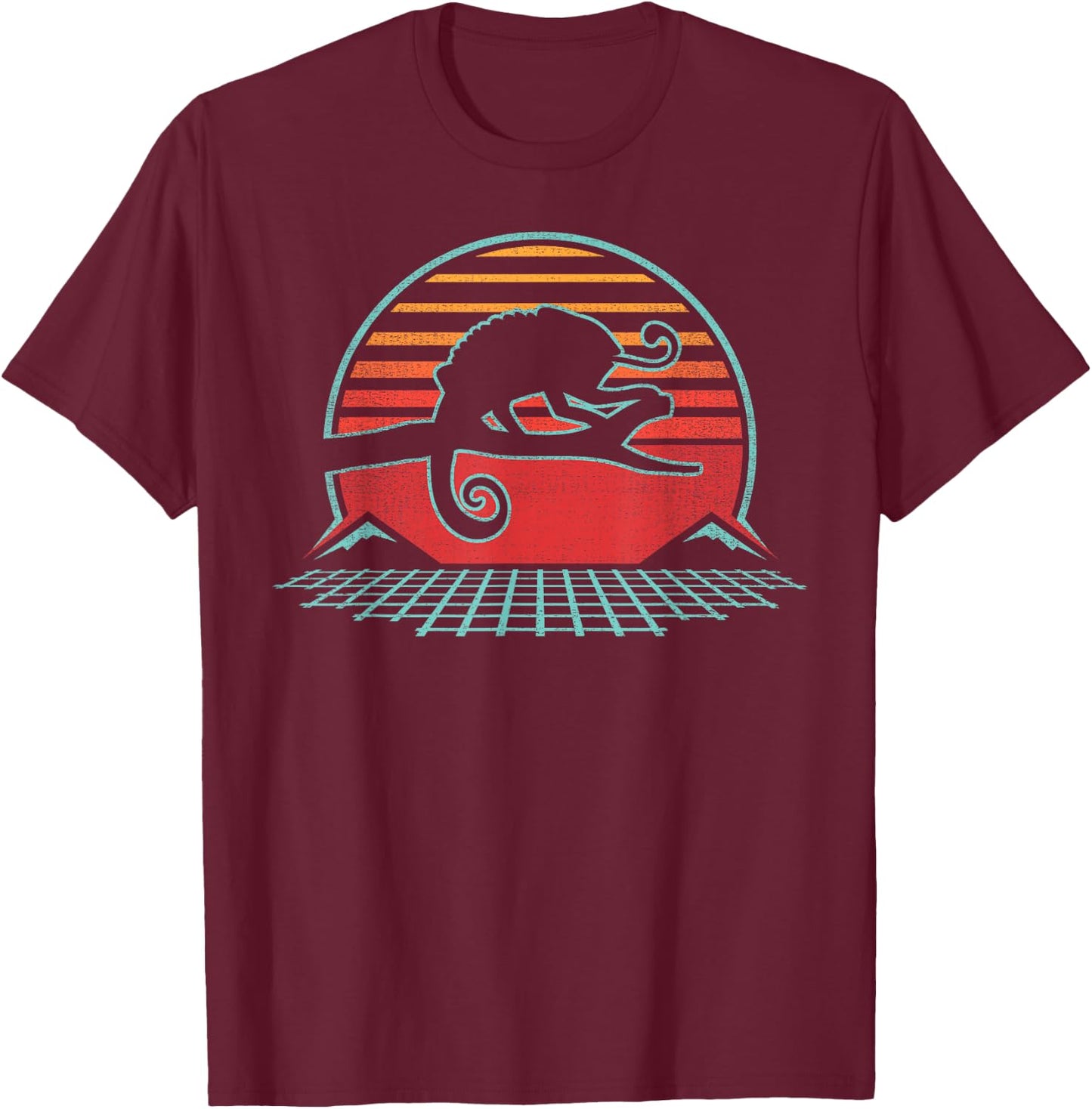 Chameleon Lover Reptile Retro Vintage 80s Style T-Shirt - T-Shirt | Maroon
