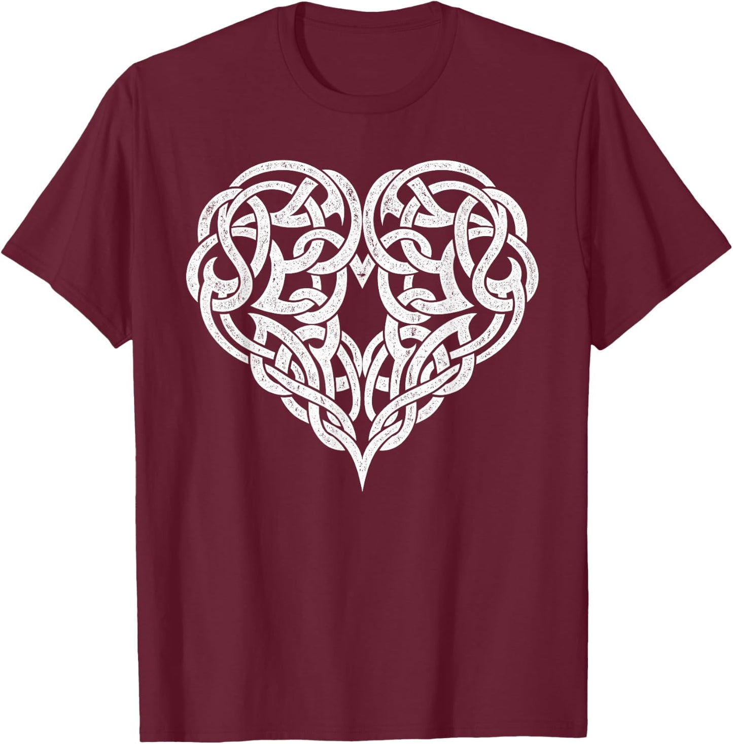 Celtic Knot Heart Symbol Tattoo Style Irish Tribal Art T-Shirt - T-Shirt | Maroon