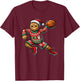 Basketball Christmas - -Adults, Kids - Black - Short Sleeve - - Novelty Design - Cotton Blend - Machine Wash - Size: Small T-Shirt - T-Shirt | Maroon