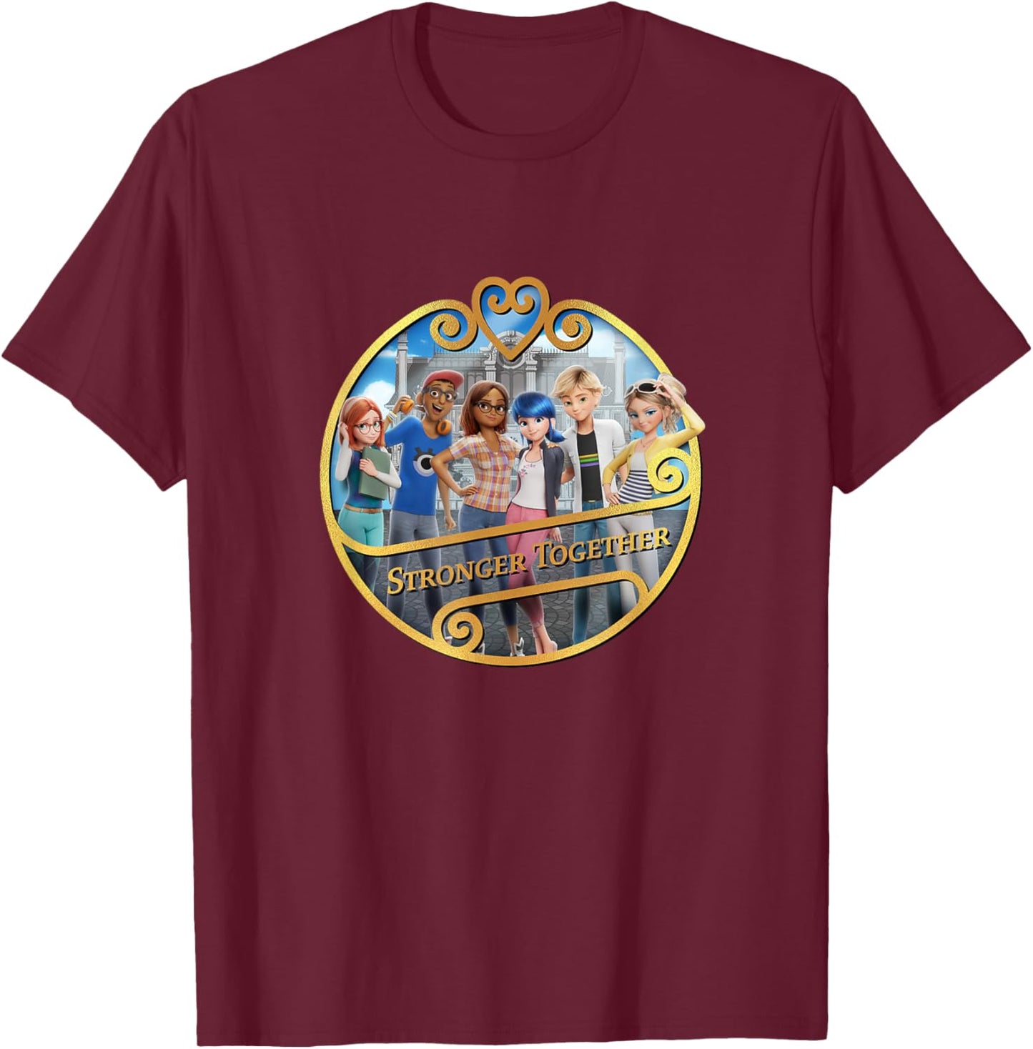 Miraculous Ladybug and Cat Noir The Movie Stronger Together T-Shirt - T-Shirt | Maroon