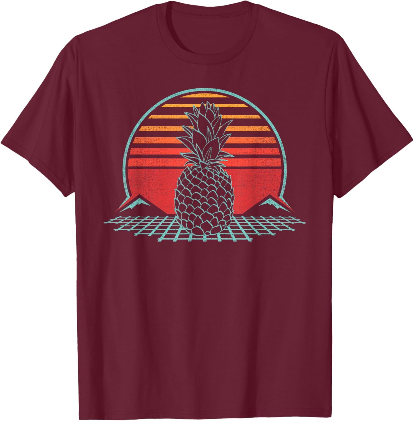 Pineapple Fruit Retro Vintage 80s Style Gift T-Shirt - T-Shirt | Maroon