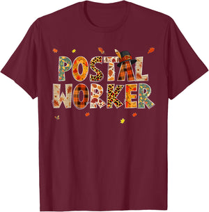 Funny Postal Worker Pumpkin Autumn Tree Fall Leaves T-Shirt - T-Shirt | Maroon