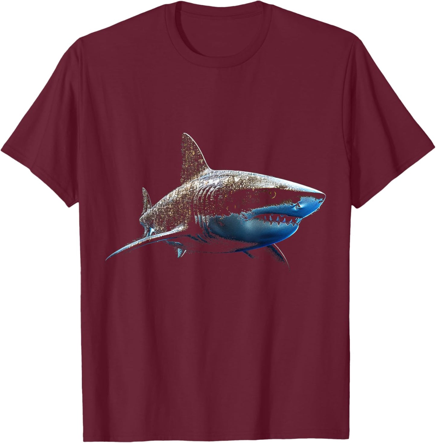 Shark Love Pixel Art Animal Illustration Graphic Shark T-Shirt - T-Shirt | Maroon