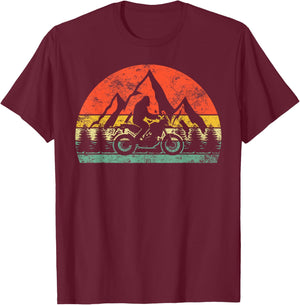 Bigfoot Riding Dirt Bike Motorcycle Mountain Retro Vintage T-Shirt - T-Shirt | Maroon