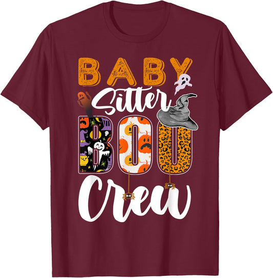 Babysitter Boo Crew Halloween Matching T-Shirt - T-Shirt | Maroon