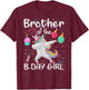 Brother of The Birthday Girl Unicorn Dabbing Party T-Shirt - T-Shirt | Maroon