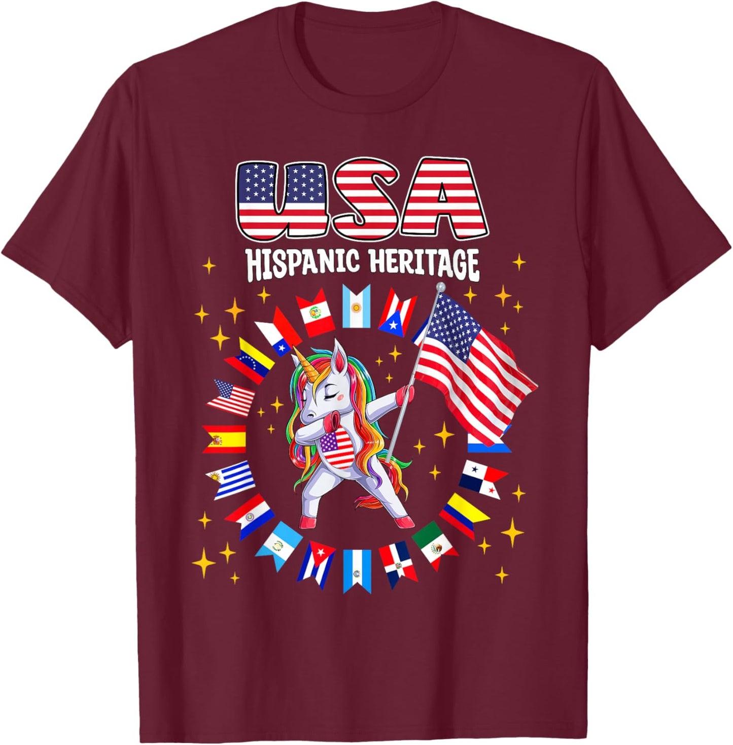 Hispanic Heritage Month USA flag kids boys girls toddler T-Shirt - T-Shirt | Maroon