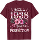 87 Year Old Made In 1938 Floral 87th Birthday Gift T-Shirt - T-Shirt | Maroon