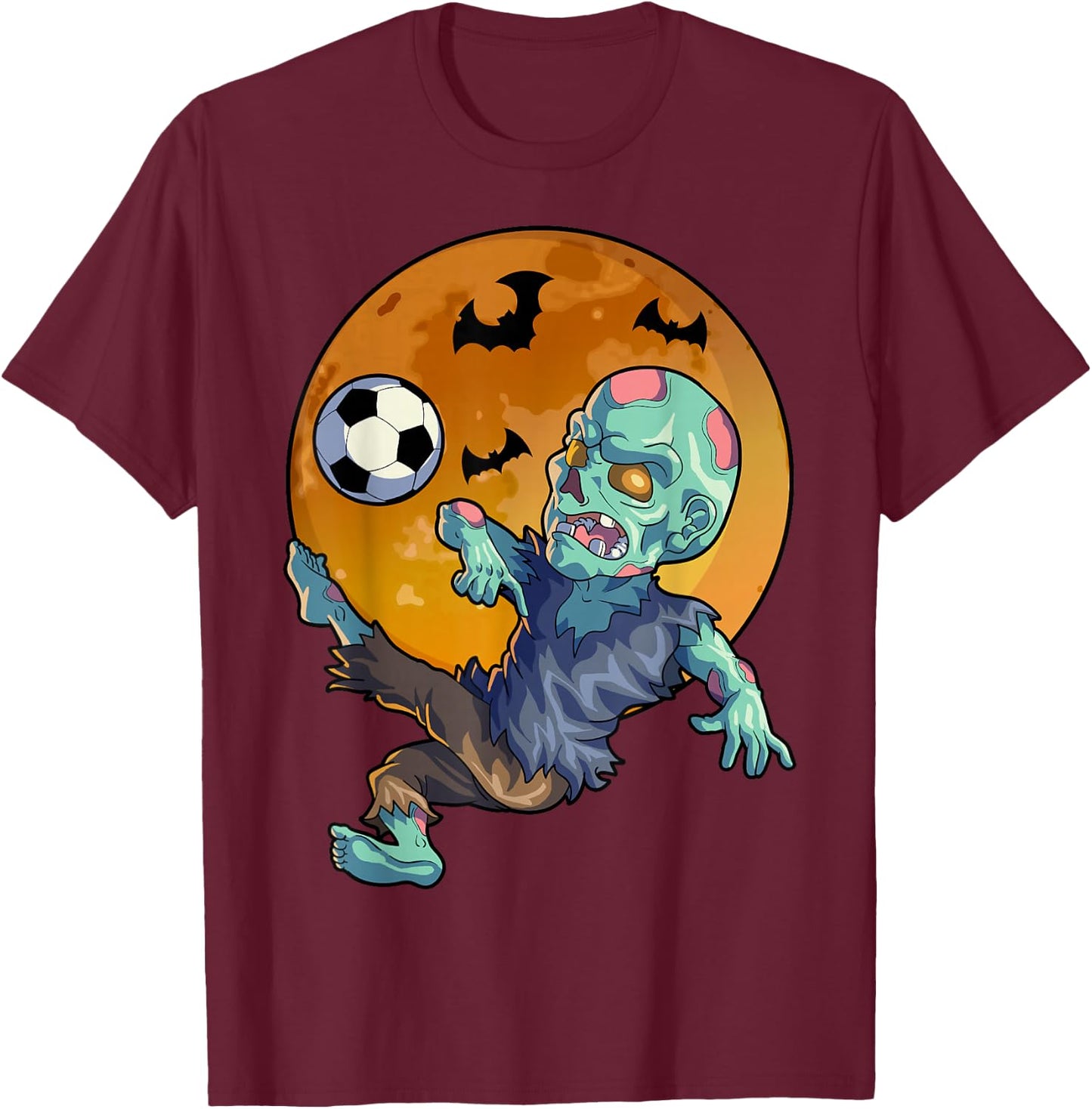 Soccer Zombie Halloween Men Boys Soccer Halloween T-Shirt - T-Shirt | Maroon