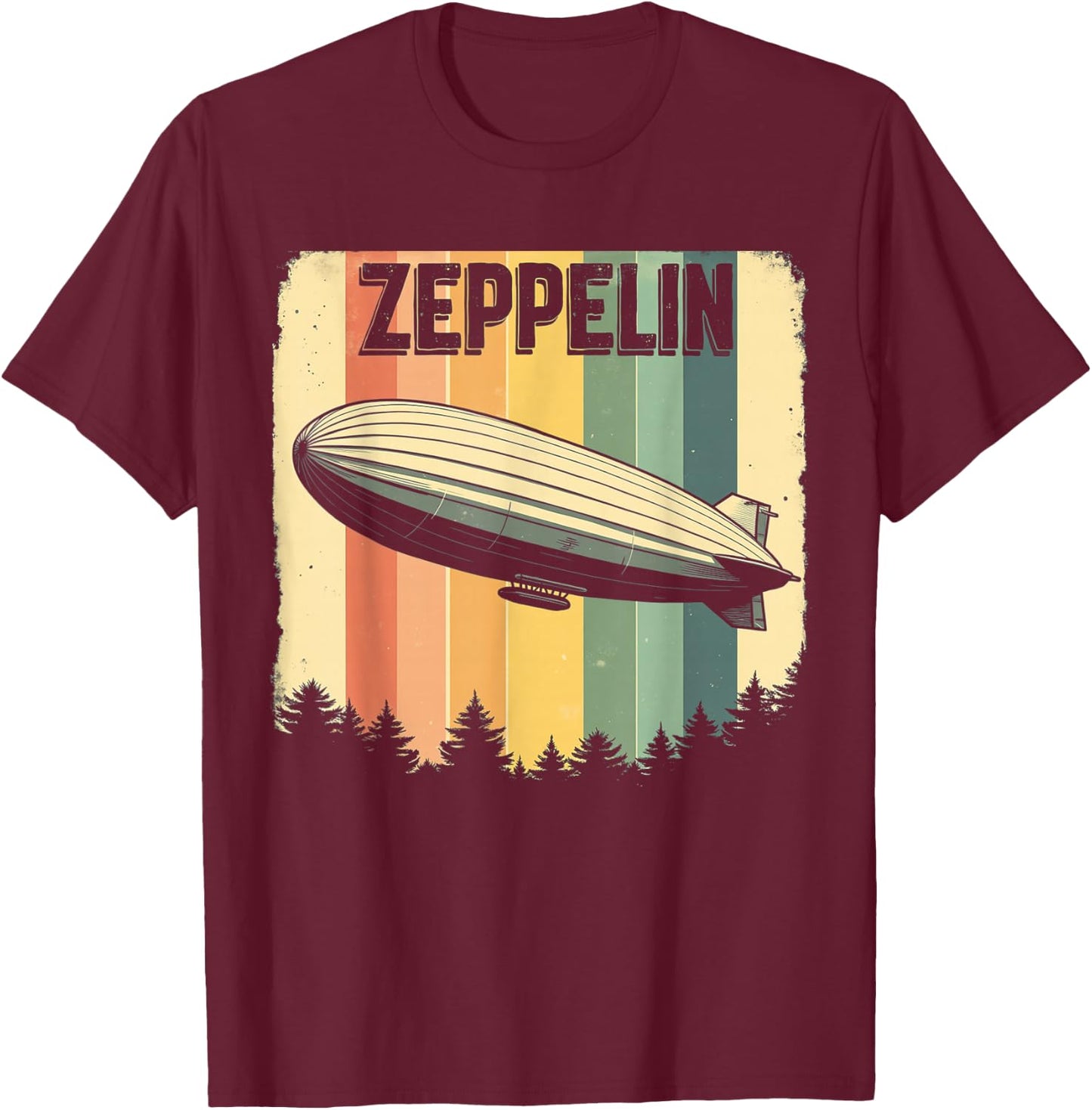 Zeppelin t Shirt Zepelin Vintage 70s 80s Dirigible Airship T-Shirt - T-Shirt | Maroon