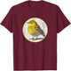 Colorful Retro Yellow Warbler Bird Design T-Shirt - T-Shirt | Maroon
