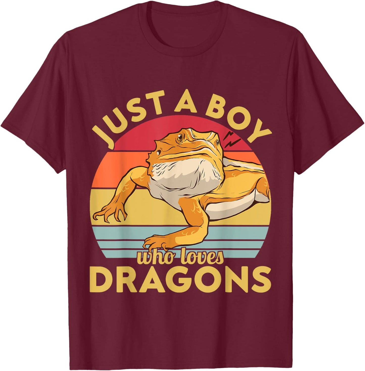 Just a Boy who loves Bearded Dragons T-Shirt - T-Shirt | Maroon