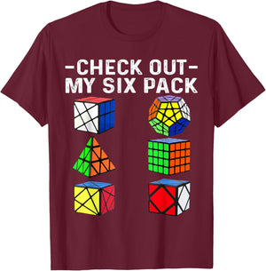 Check Out My Six Pack Puzzle Cube Funny Speed Cubing T-Shirt - T-Shirt | Maroon