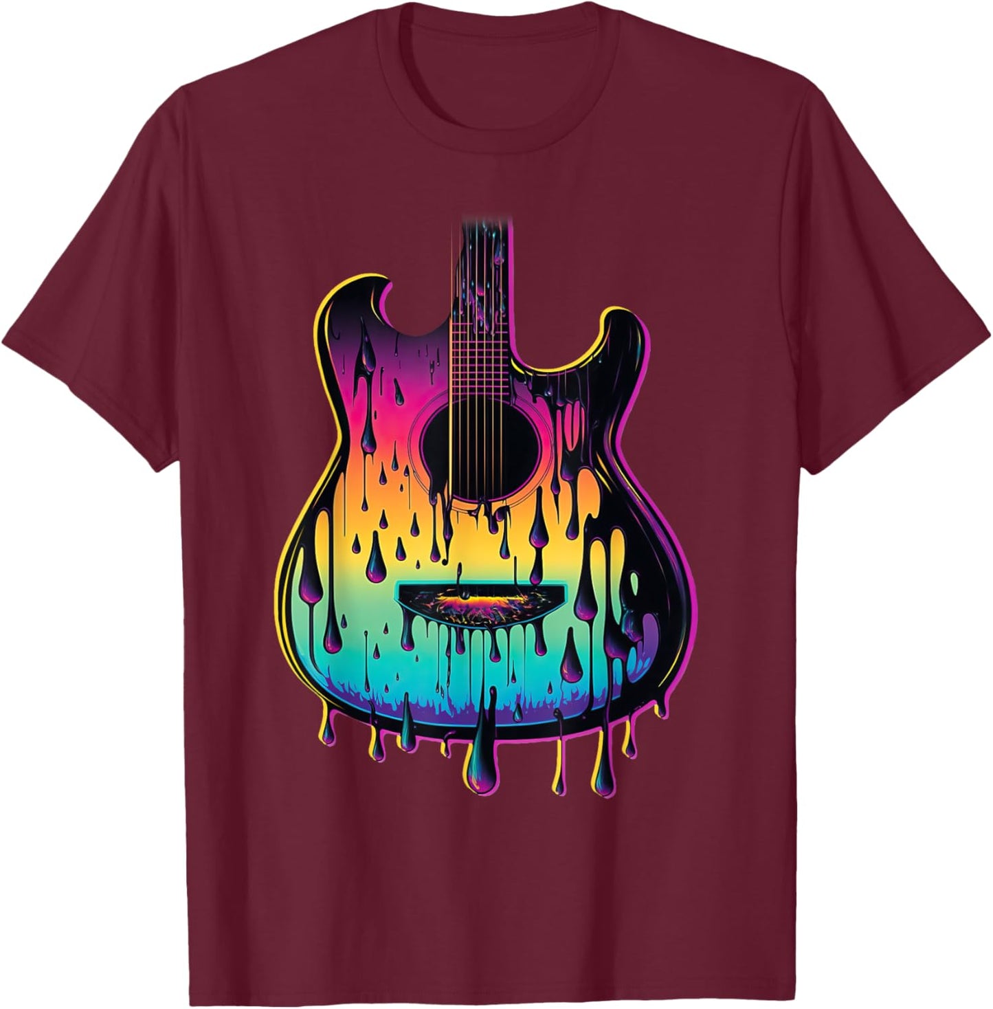 Guitar Graphic Music Lover - Acoustic Guitar Player Musician T-Shirt - T-Shirt | Maroon