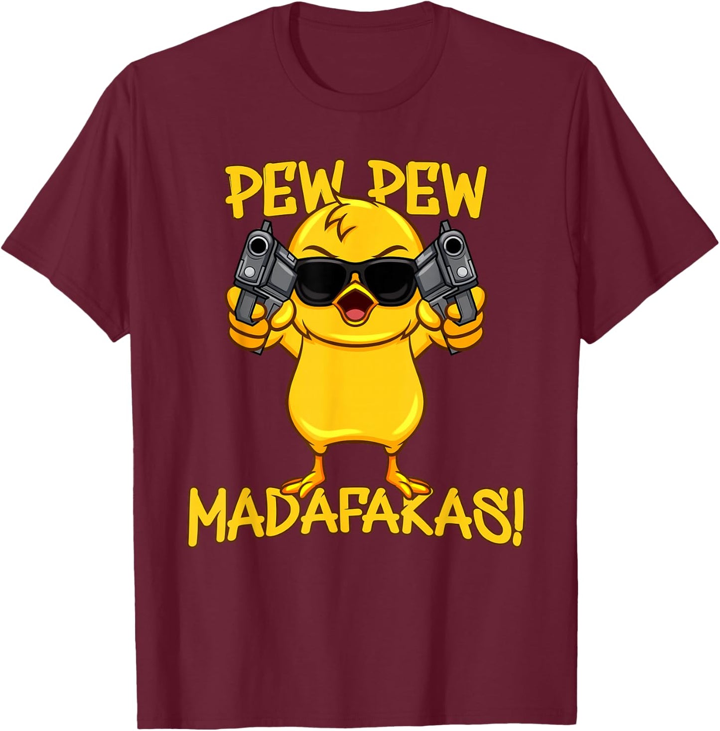 Funny Chicken Rooster Gun Farmer Saying T-Shirt - T-Shirt | Maroon