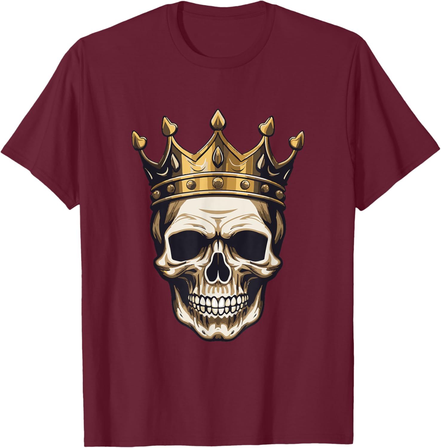 King Skull Crown | Portrait Colorful T-Shirt - T-Shirt | Maroon
