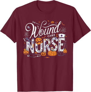 Halloween Wound Care Nurse Spooky Nursing Trick Or Treat T-Shirt - T-Shirt | Maroon
