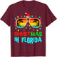 Christmas In Florida Sunglasses Palm Trees Family Vacation T-Shirt - T-Shirt | Maroon