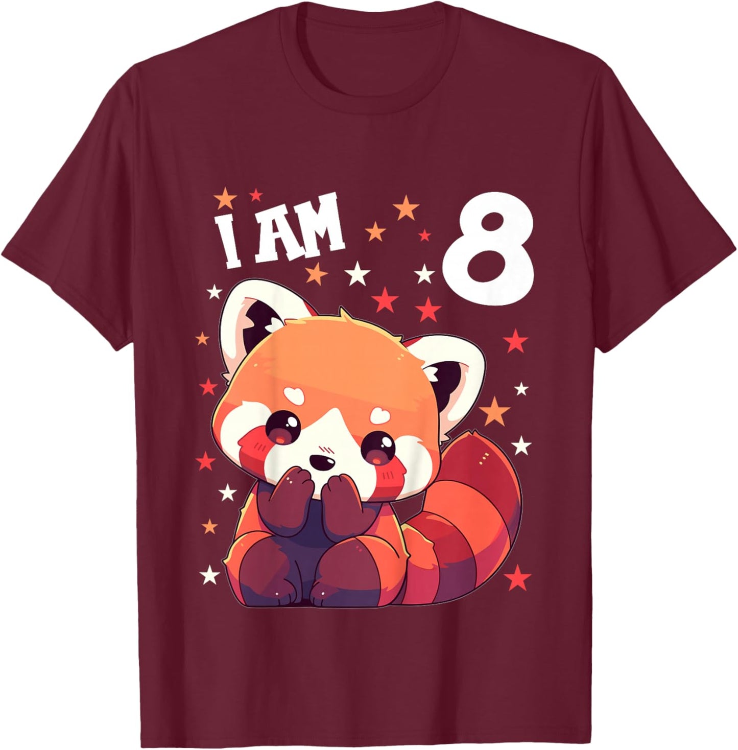 8 Years old 8 birthday Red Pandas Boy Girl Red Panda T-Shirt - T-Shirt | Maroon