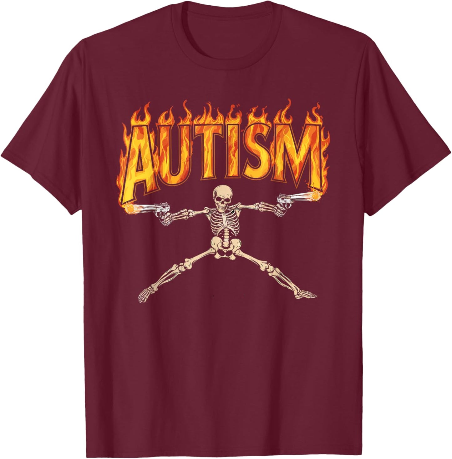 Autism Awareness Autism Skeleton Meme T-Shirt - T-Shirt | Maroon