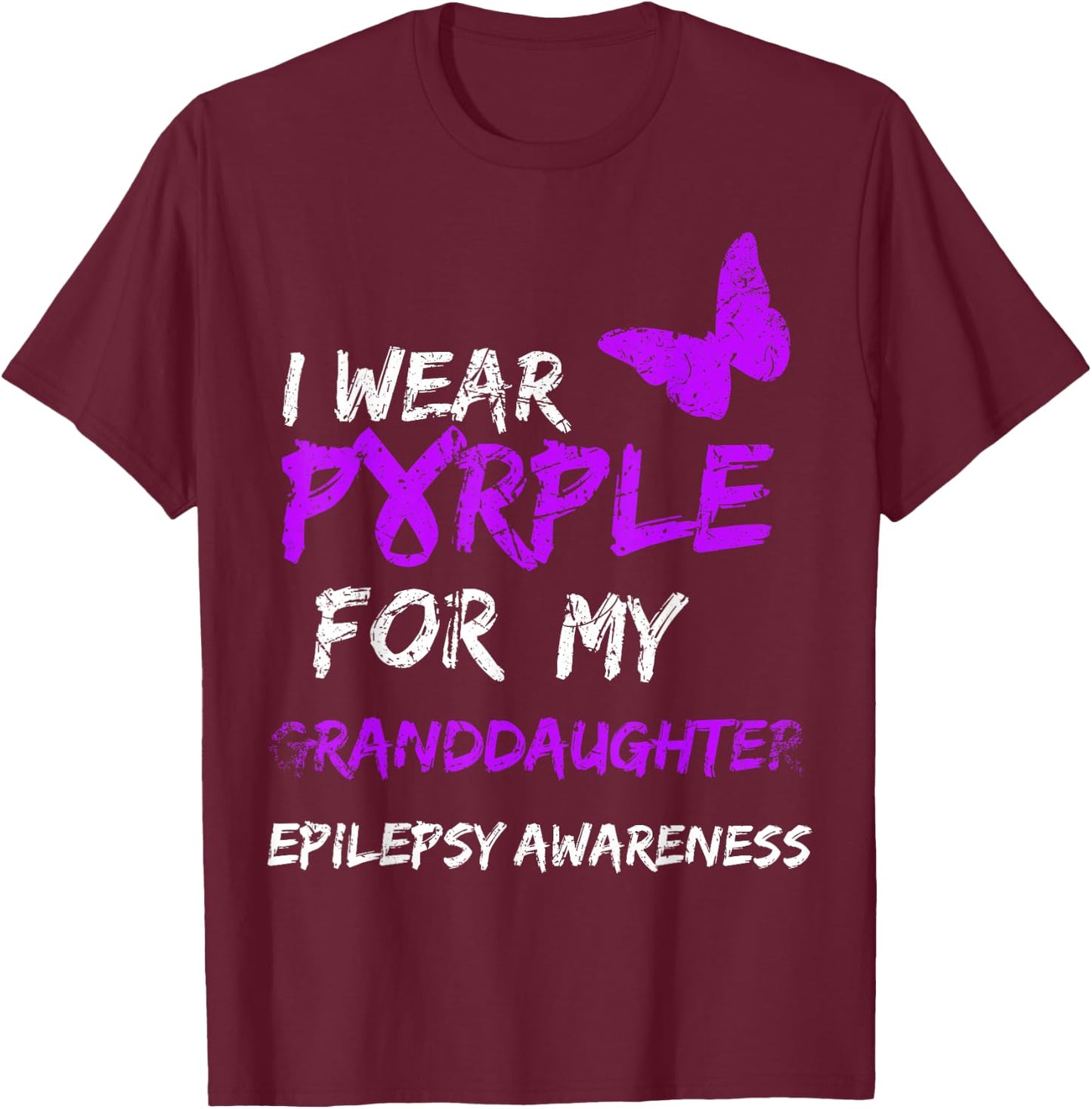 Epilepsy I Wear Purple For My Granddaughter Ribbon T-Shirt - T-Shirt | Maroon