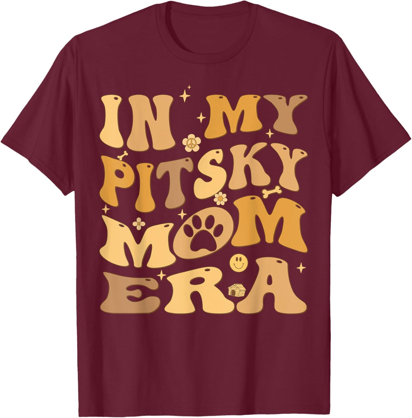 In My Pitsky Mom Era Groovy Pitsky Dog Men Women Kids T-Shirt - T-Shirt | Maroon