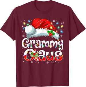 Grammy Claus Christmas Pajama Family Matching Xmas Light T-Shirt - T-Shirt | Maroon