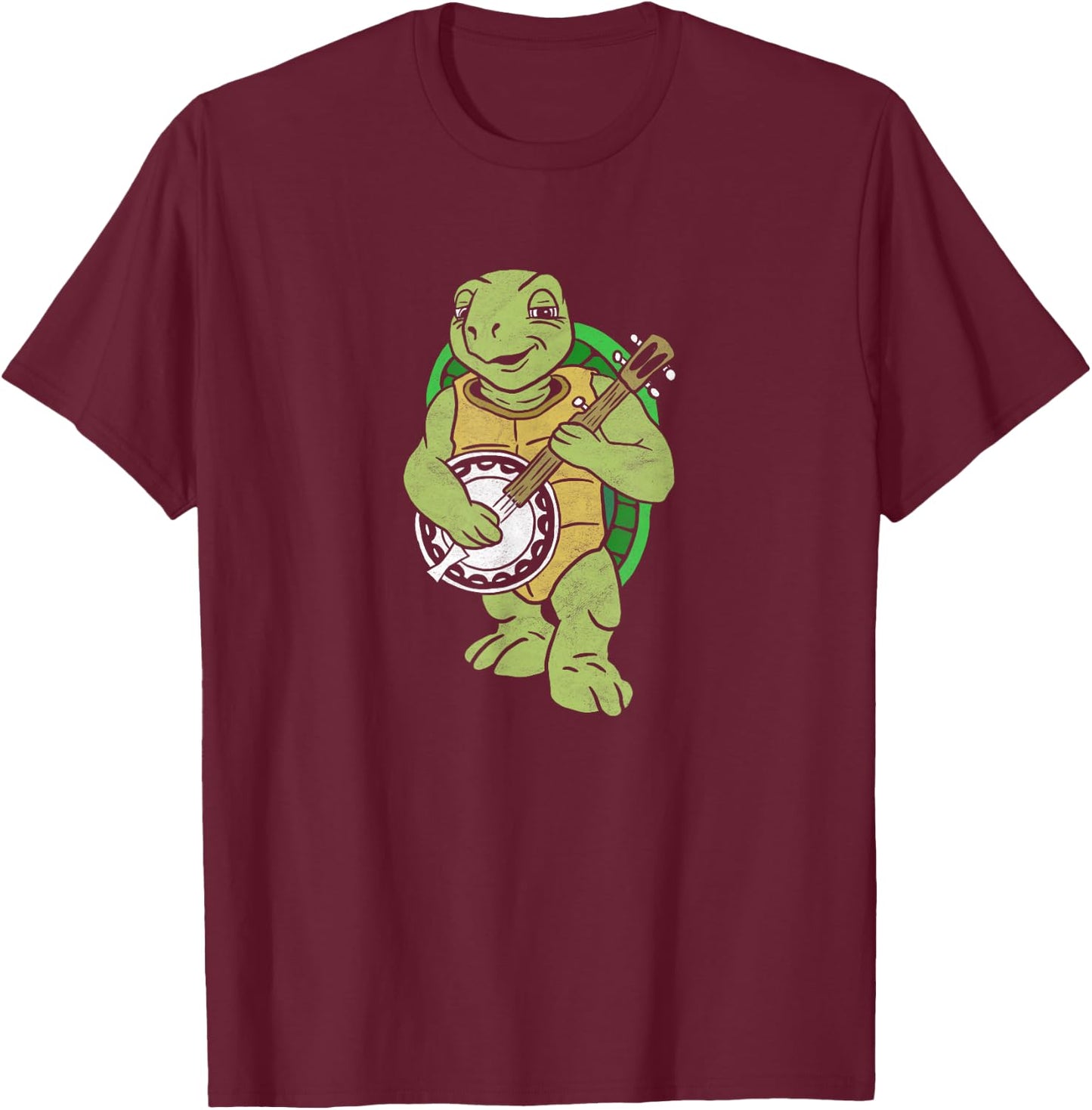 Banjo Turtle Vintage Funny Terrapin Bluegrass Graphic T-Shirt - T-Shirt | Maroon