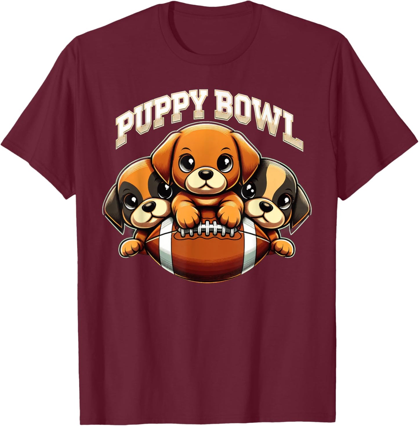 Puppy Bowl Shirt Sunday Funny Puppies Puppybowl Dog Fan Men Women Kids T-Shirt - T-Shirt | Maroon