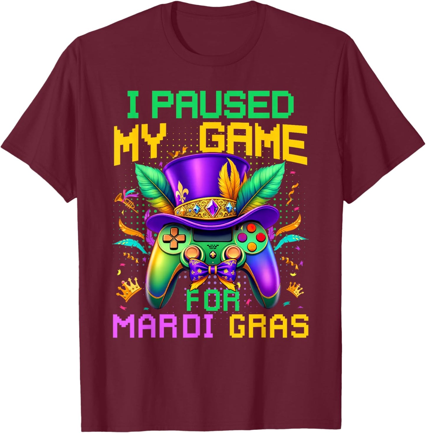 I Paused My Game For Mardi Gras Video Game Controller Boys T-Shirt - T-Shirt | Maroon