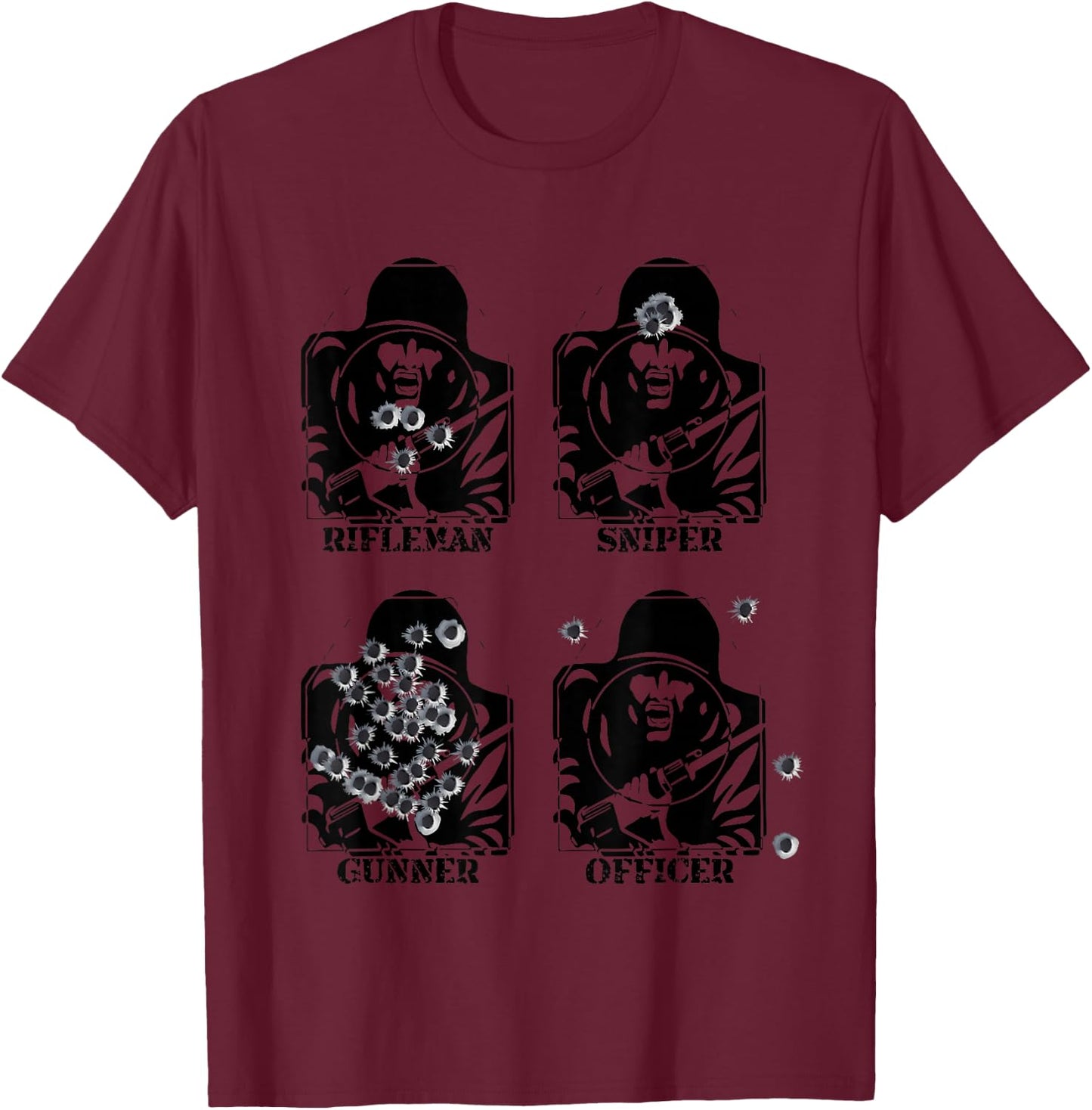 Funny Army Rifle Range Target Rifleman Sniper Gunner Officer T-Shirt - T-Shirt | Maroon
