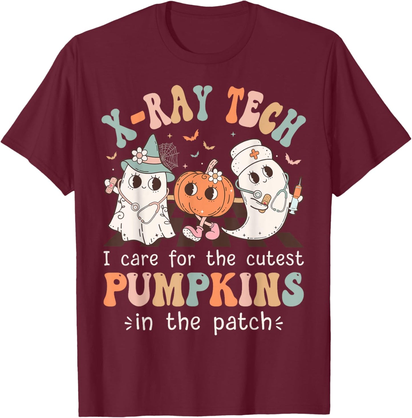 XRay Tech Boo Crew Funny Halloween Radiology Technologist T-Shirt - T-Shirt | Maroon