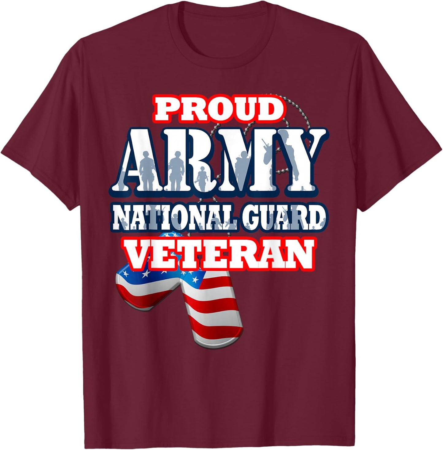 USA Proud Army National Guard Veteran Shirt Men Women T-Shirt - T-Shirt | Maroon