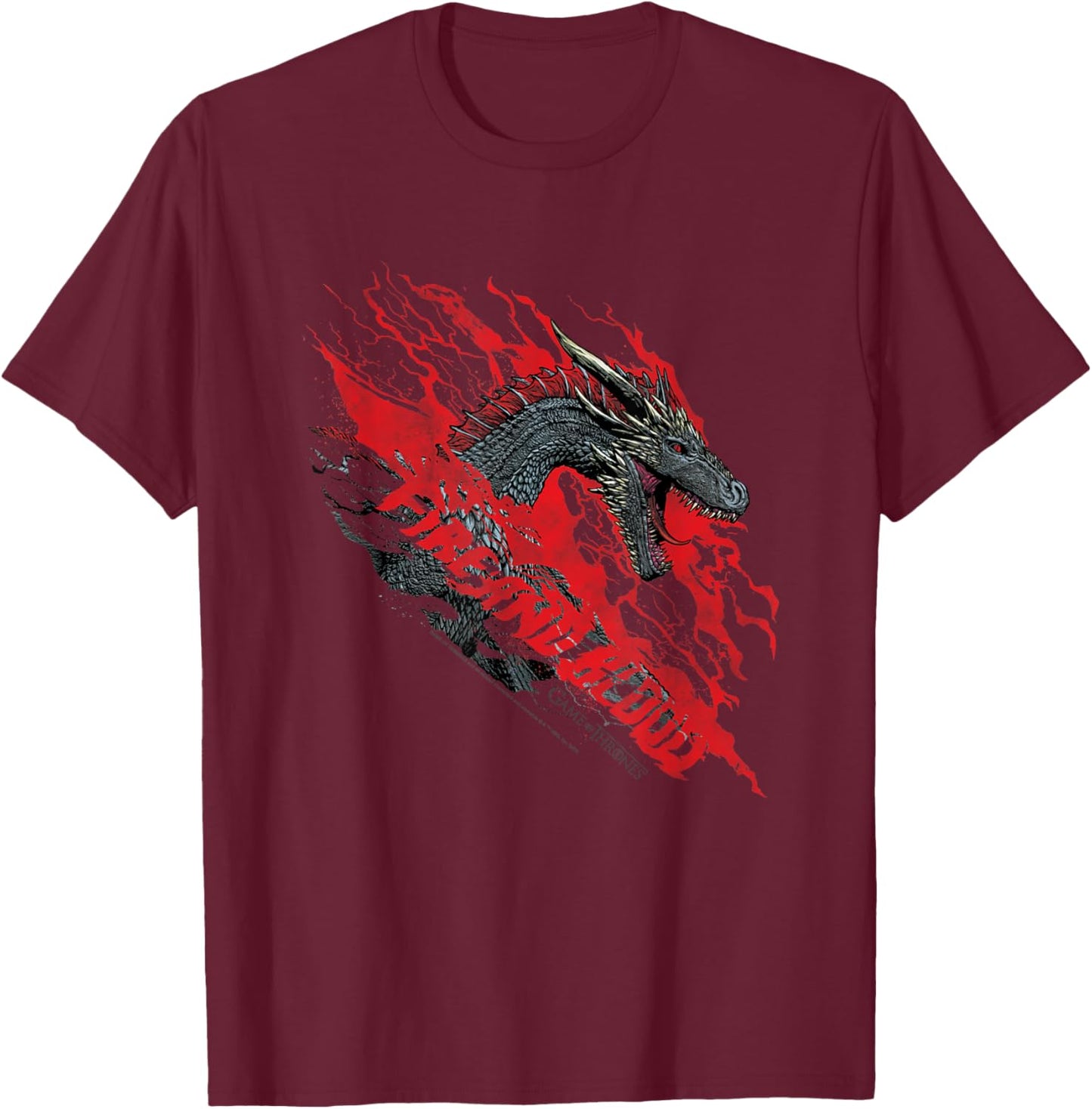 Game of Thrones Fire and Blood Dragon T-Shirt - T-Shirt | Maroon