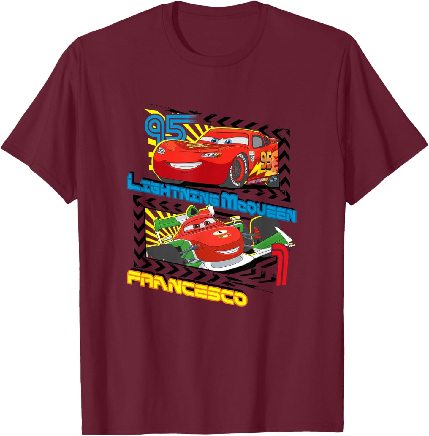 Disney Pixar Cars 2 Lightning McQueen VS Francesco T-Shirt - T-Shirt | Maroon