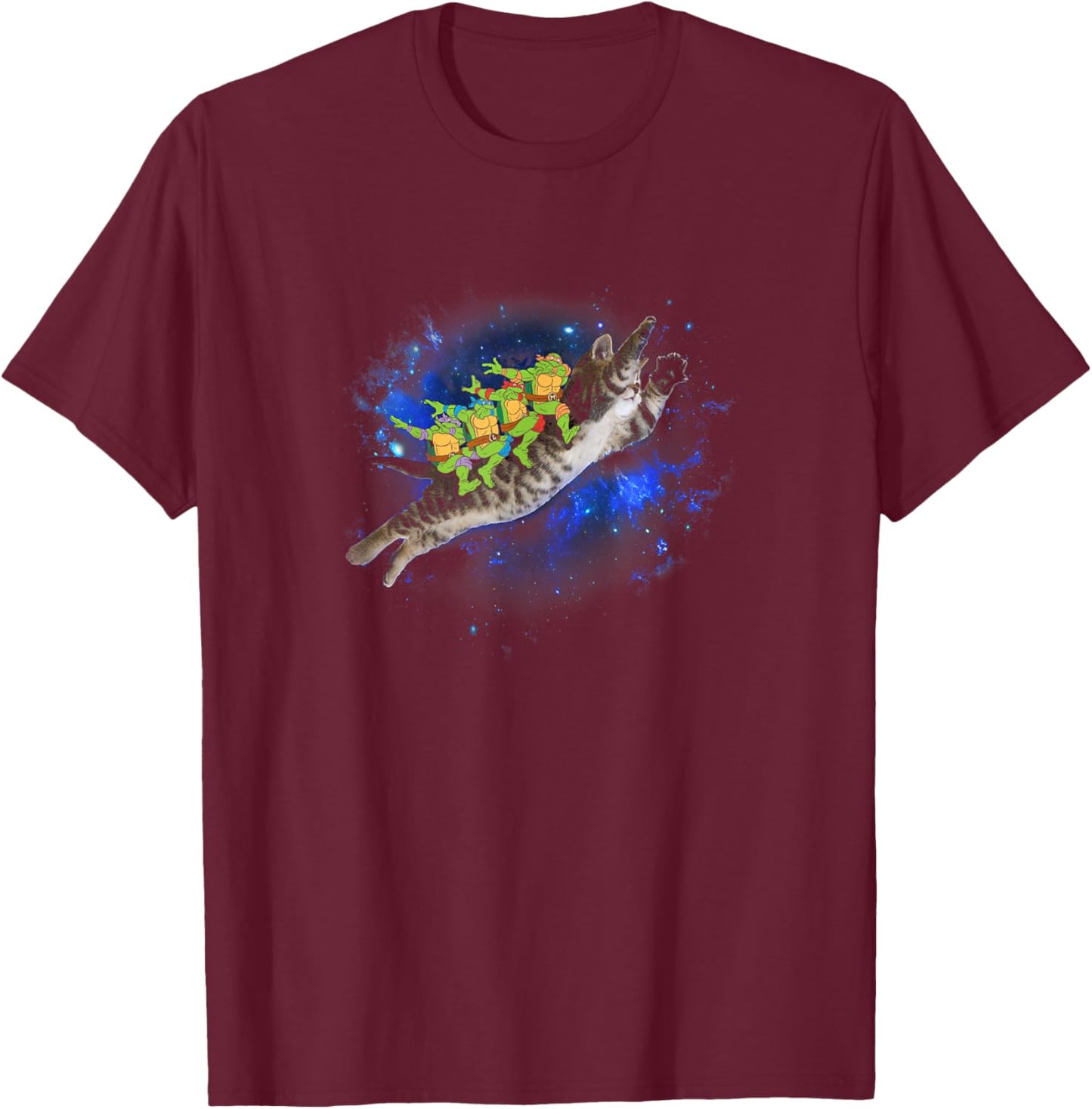 Teenage Mutant Ninja Turtles Power Dab Riding Cosmic Cat T-Shirt - T-Shirt | Maroon
