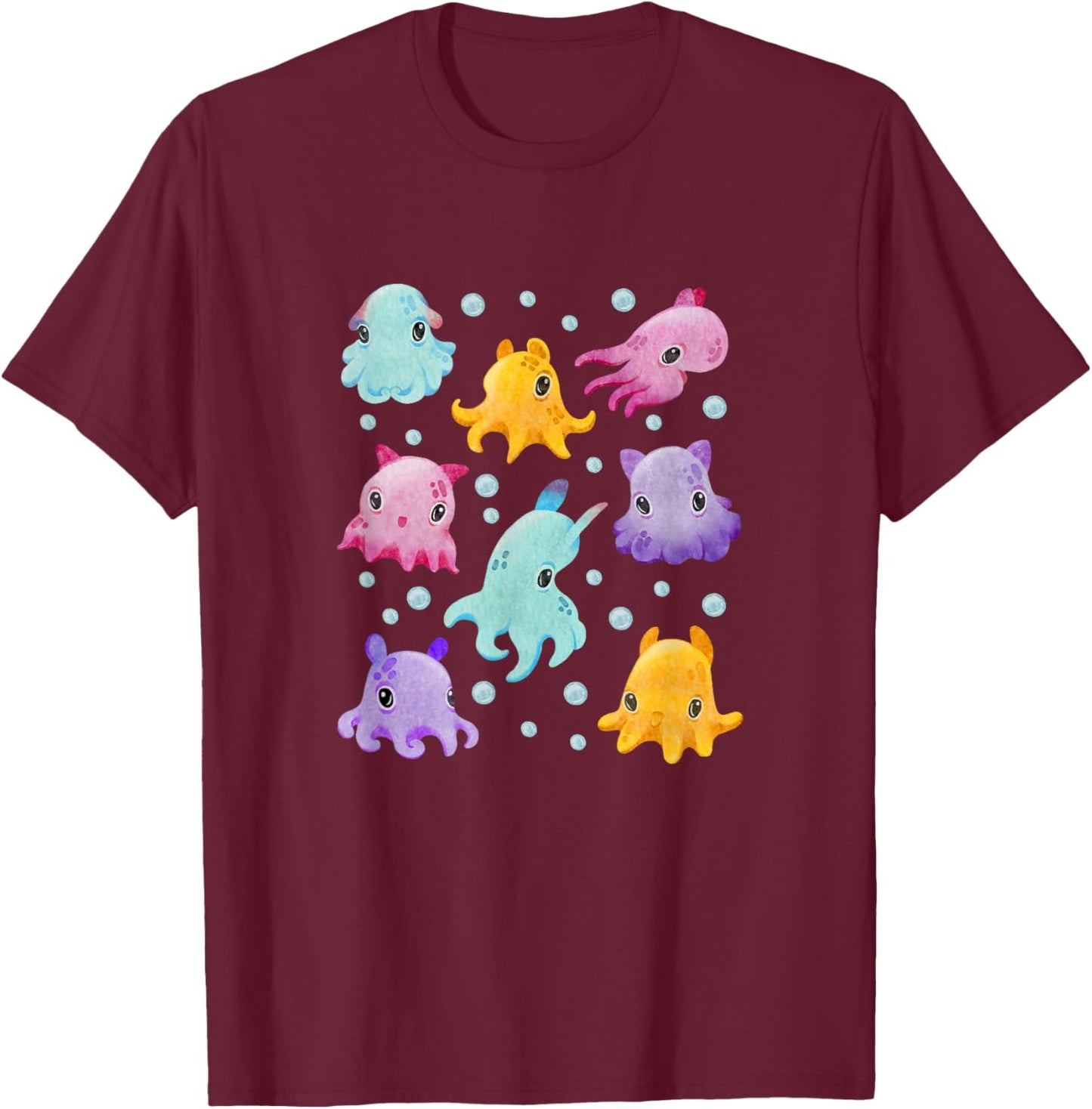 Dumbo Octopus, niedliches Oktopus-Geschenk, niedliche Aquarell-Kraken T-Shirt - T-Shirt | Maroon