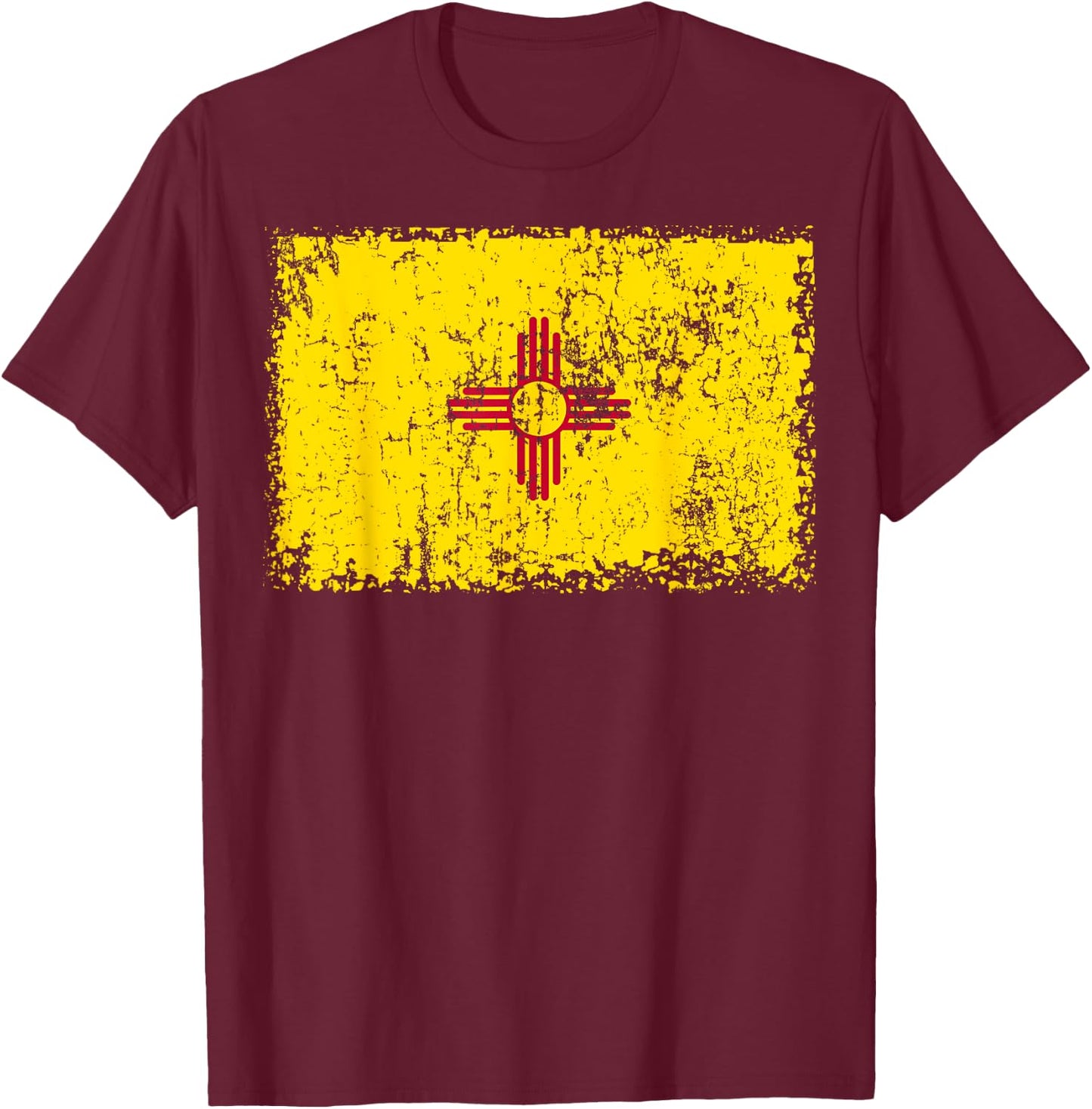 Vintage Zia Sun Distressed Zia Sun New Mexico Flag T-Shirt - T-Shirt | Maroon