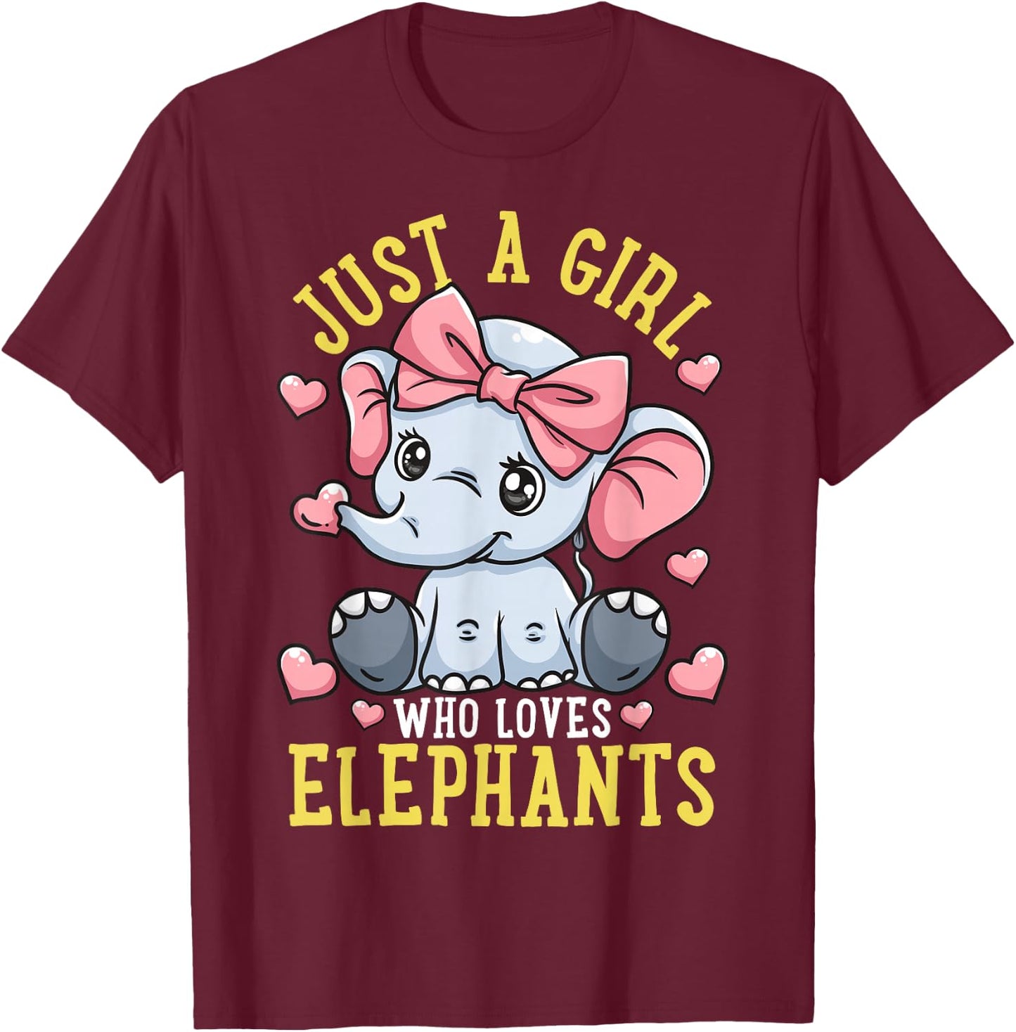 Elephant Lover Gift Just a Girl Who Loves Elephants T-Shirt - T-Shirt | Maroon